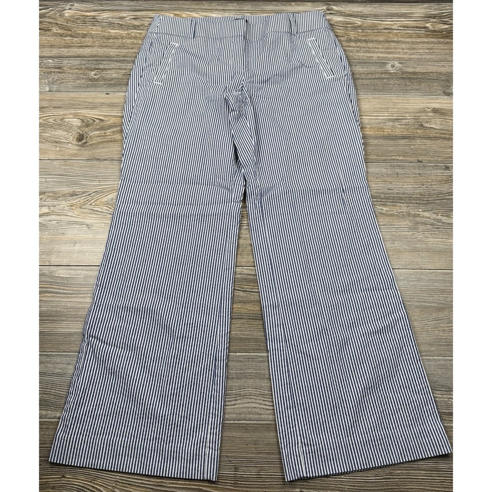 Ann Taylor LOFT Marisa Pant 8P Trouser Pants Blue/White Stripe Cotton Stretch